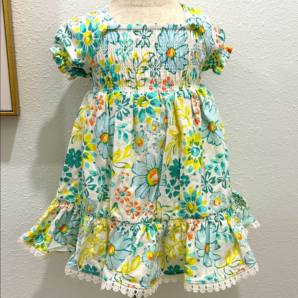 Joie Smocked Linen Floral Dress |Size 18 months